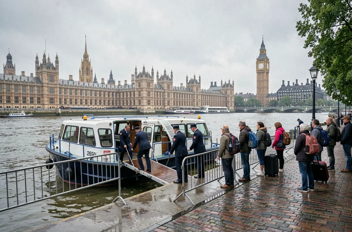 Embarquement des passagers à Westminster Pier pour une croisière sur la Tamise