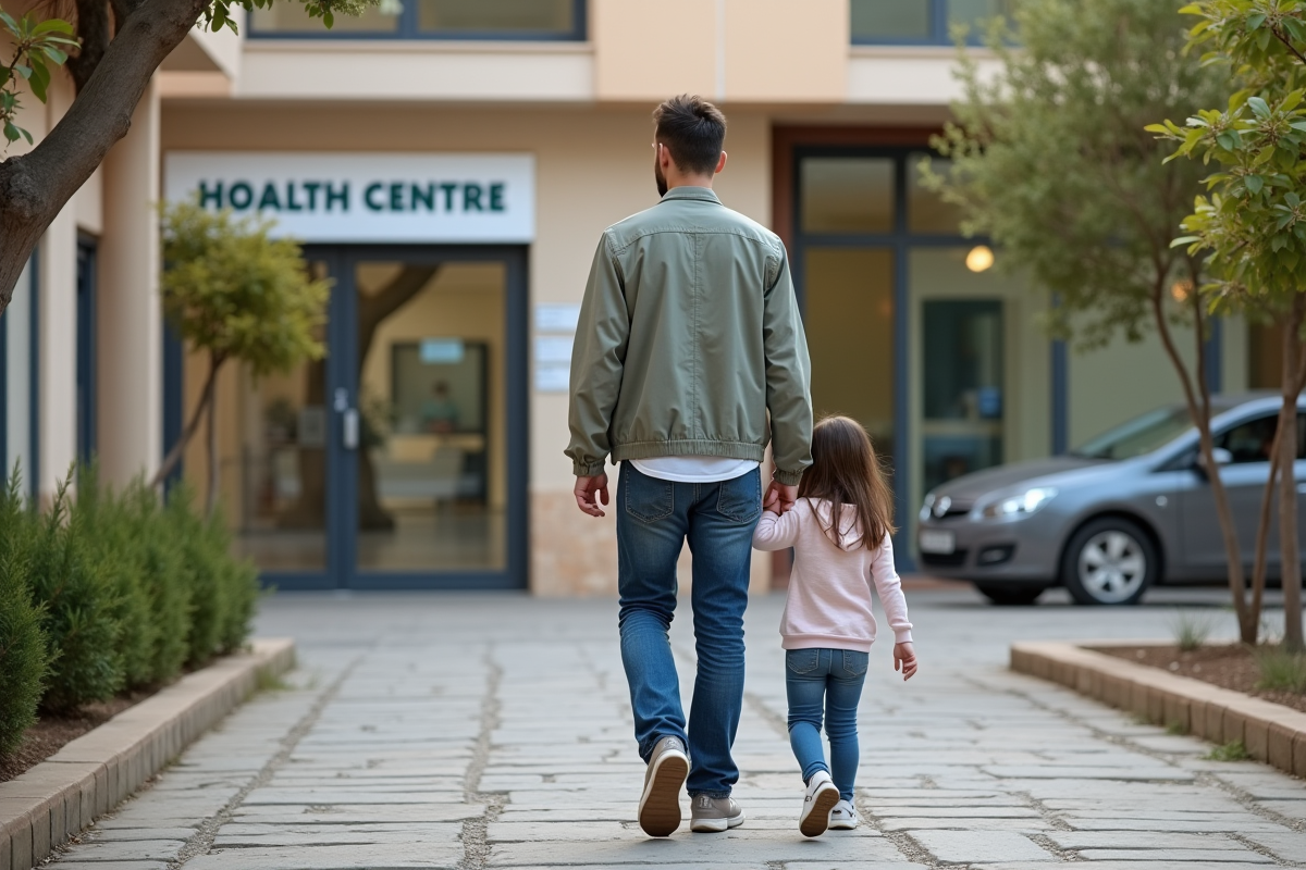 Père et fille approchant d
