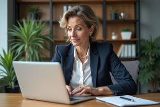 Femme d affaires confiante au bureau moderne