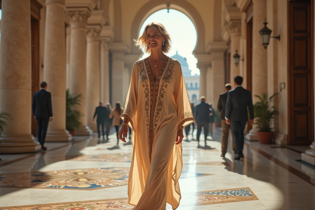 Femme en kaftan dans l