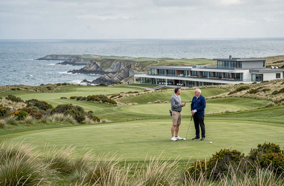 Parcours de golf du Valdys Resort en Finistère avec vue sur la mer d'Iroise et les falaises atlantiques