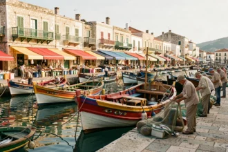 Marché de poissons de Marsaxlokk avec bateaux luzzu traditionnels colorés dans le port de Malte
