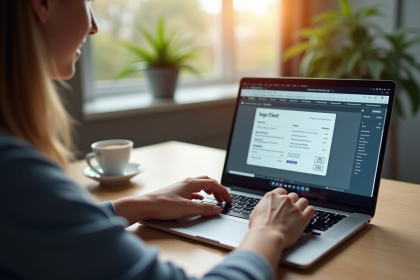 Personne travaillant sur un ordinateur pour éditer un billet d'événement