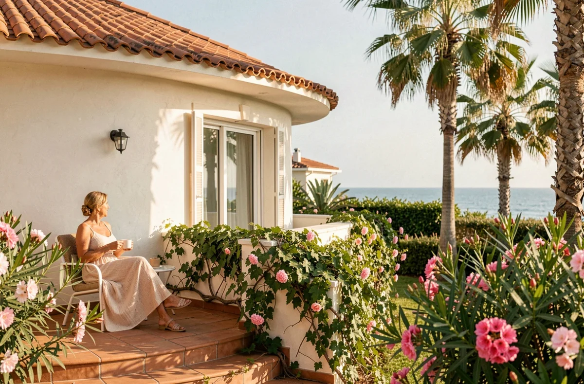 Villa Claude à Royan, villa Art Déco avec terrasse couverte de vigne et jardin tropical, vue sur la côte atlantique